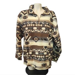 Open Trails Aztec Print Fleece‎ Pullover Size Large